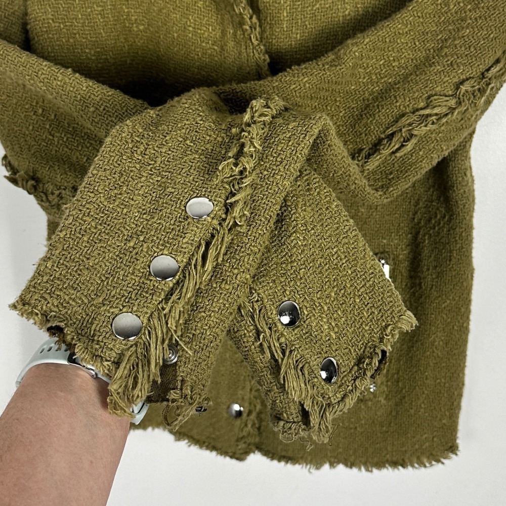 IRO Paris Agnette Jacket Green Womens Size 34 French US Sz 2 Full Zip Cotton‎ XS - Picture 6 of 11
